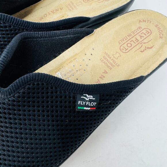 Fly Flot Italy Black Mesh Slide Sandals Comfort Slip-On Shoes Size 40 - Picture 3 of 13
